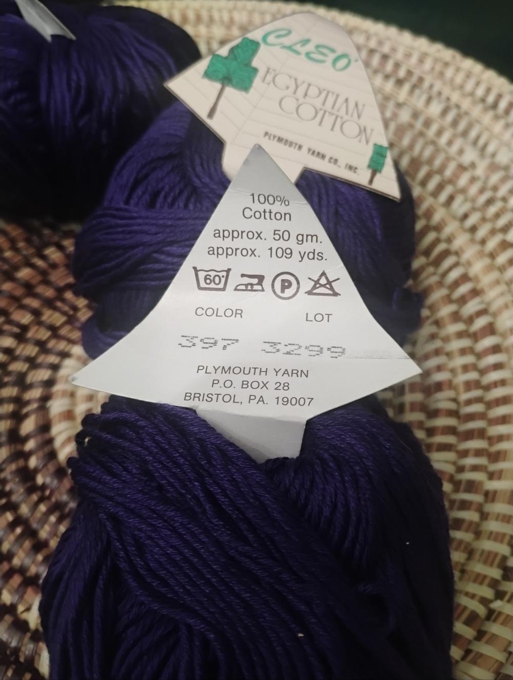 Plymouth Yarn Co. Cleo Egyptian Cotton Yarn Violet Purple 3 Skein Lot NEW - Picture 7 of 8